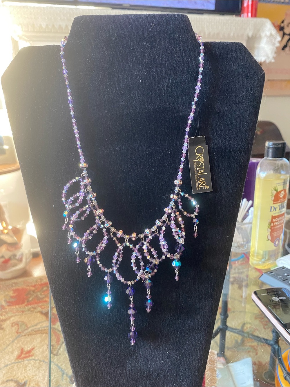 Purple Beaded Fringe Necklace